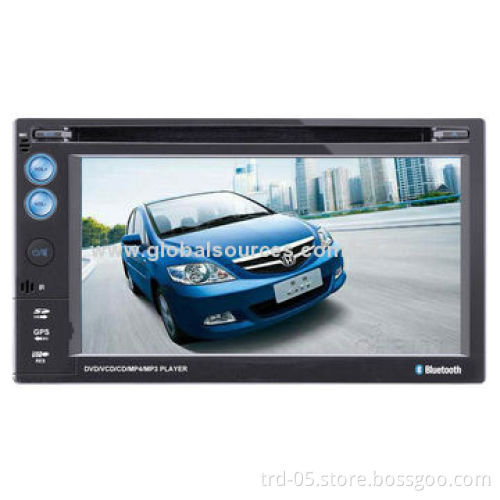 Radio automotive player, support DVD/CD, Bluetooth, rear view function, steel wheel control